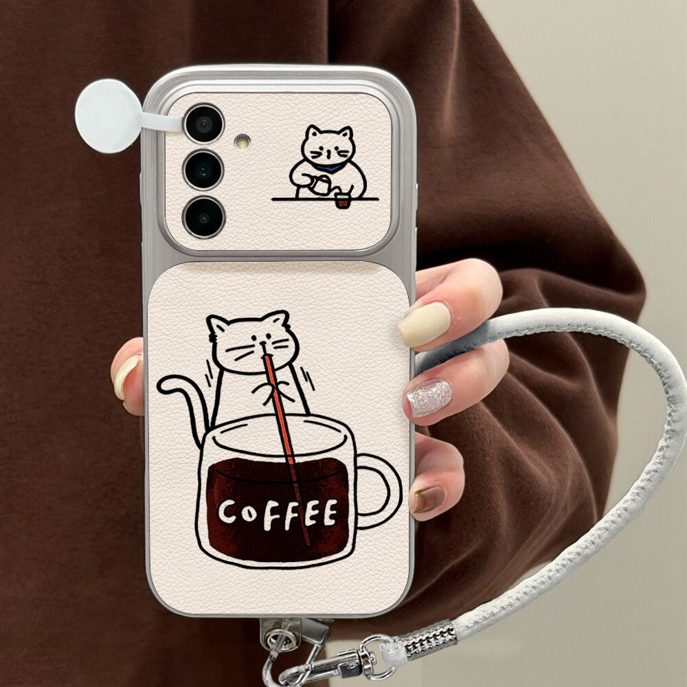 Phone Cases For Samsung A14 - Coffee Cute Cat Phone Case For