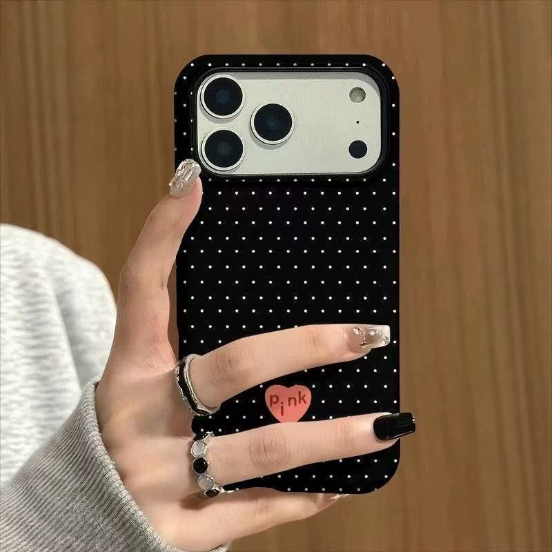 Phone Cases Polka Dot - Fresh Simple Black Polka Dot Heart
