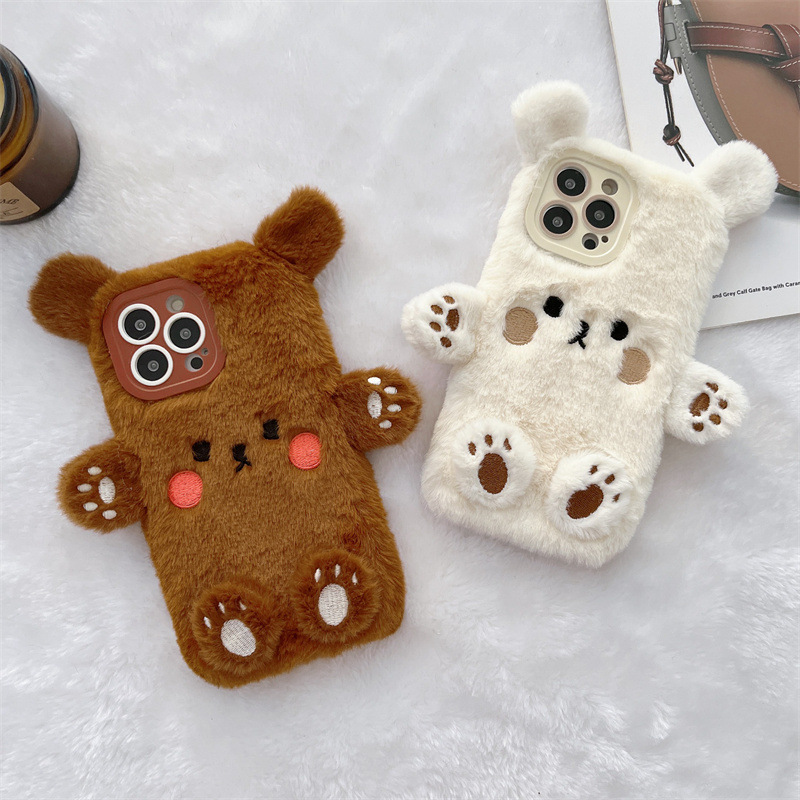 Korean 3D Cartoon Bear Fluffy  - огляд і ціна Phone Cases Apple