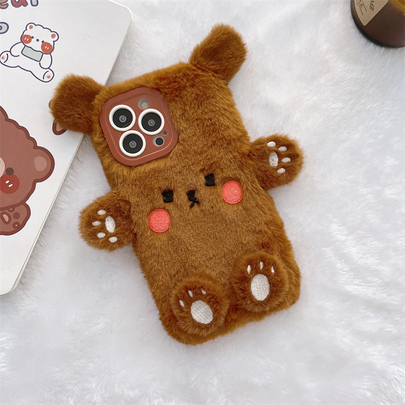 Korean 3D Cartoon Bear Fluffy  - огляд і ціна Phone Cases Apple