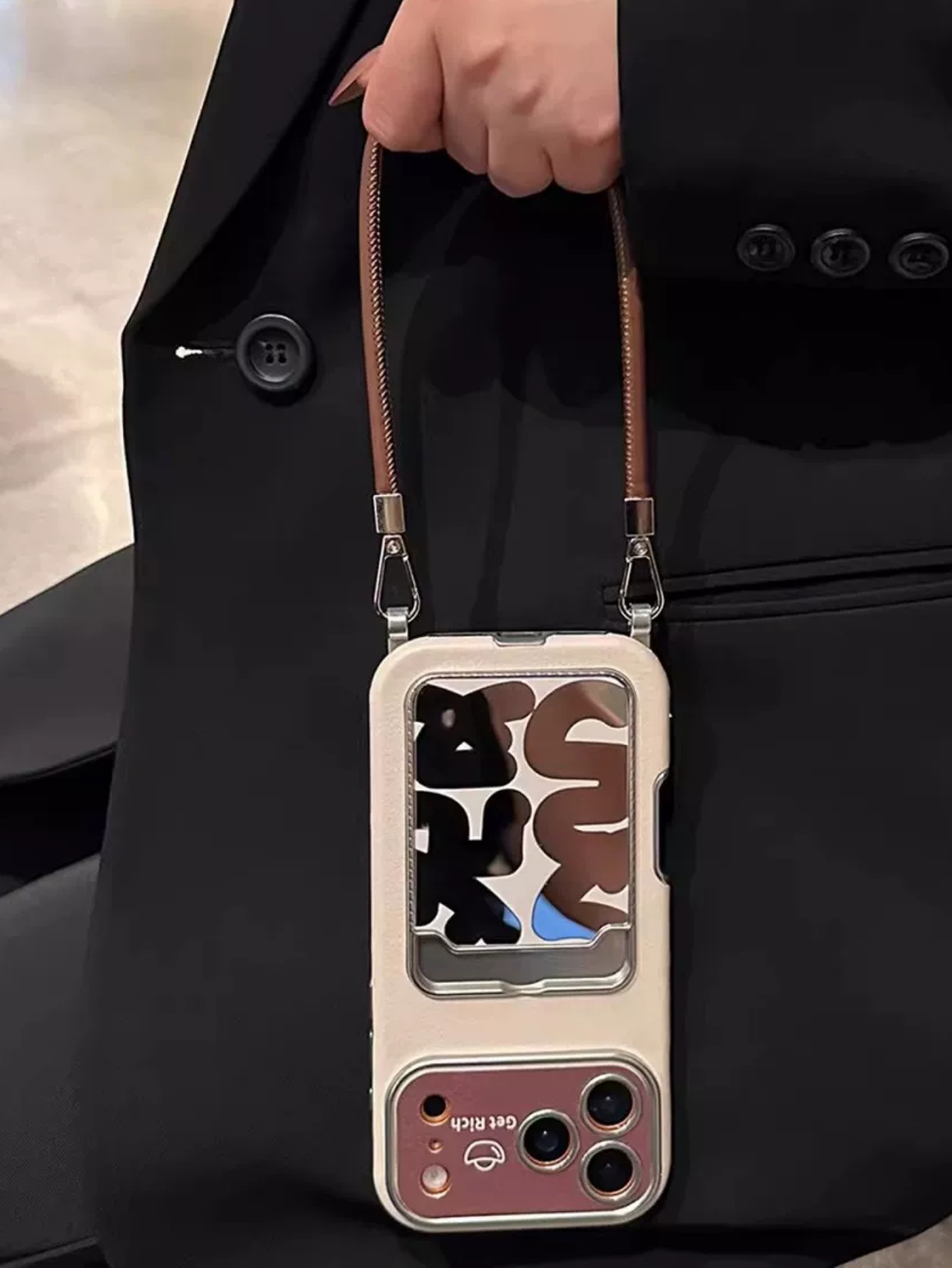 Luxury Leather Mirror Card Hol - огляд і ціна Phone Cases With Card Holder