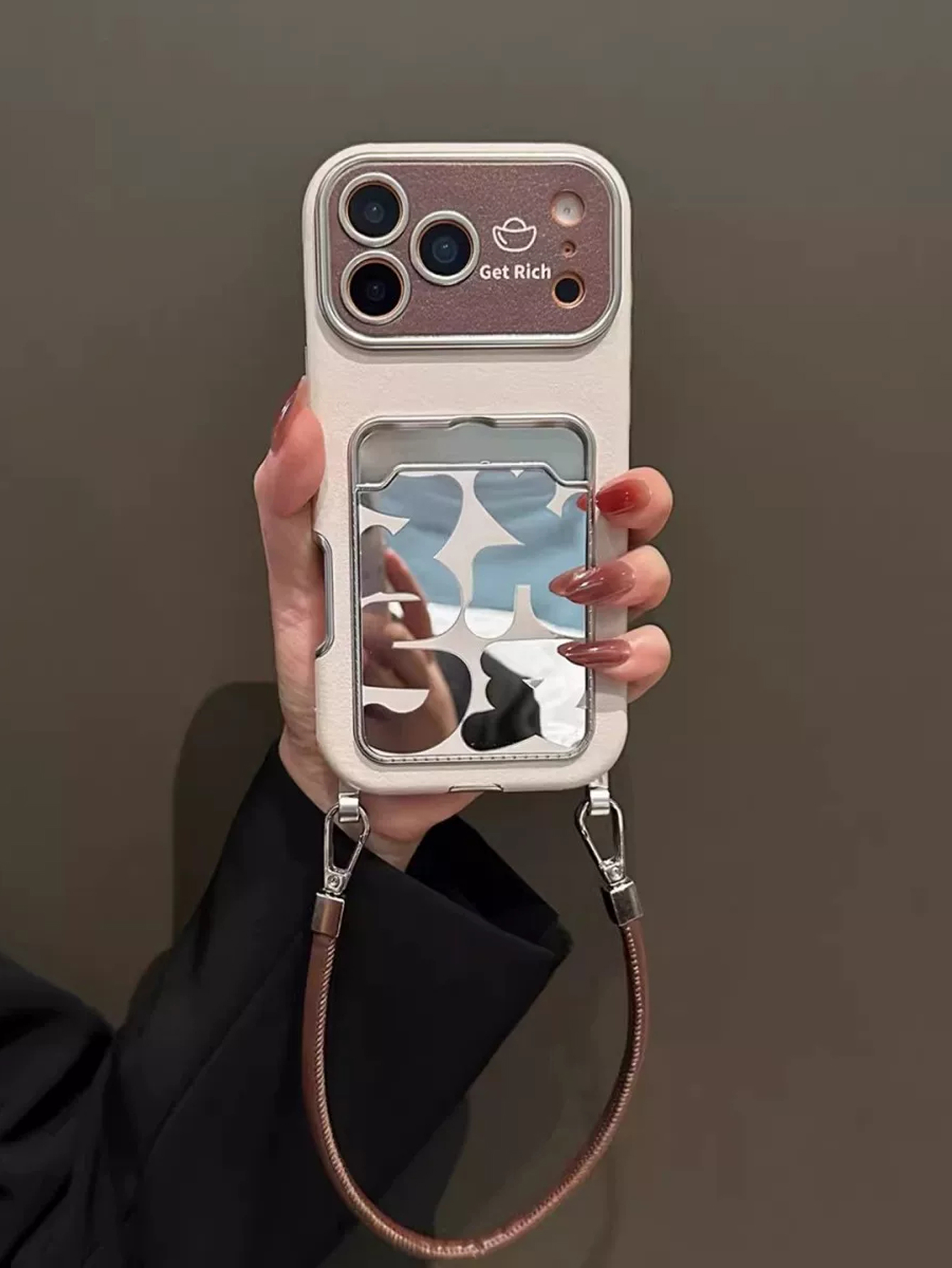 Luxury Leather Mirror Card Hol - огляд і ціна Phone Cases With Card Holder