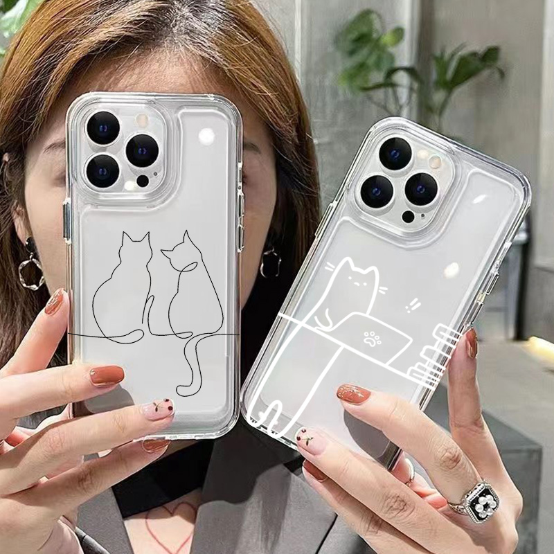 Cute Line Cat Anti-drop Phone  - огляд і ціна Phone Cases Cat
