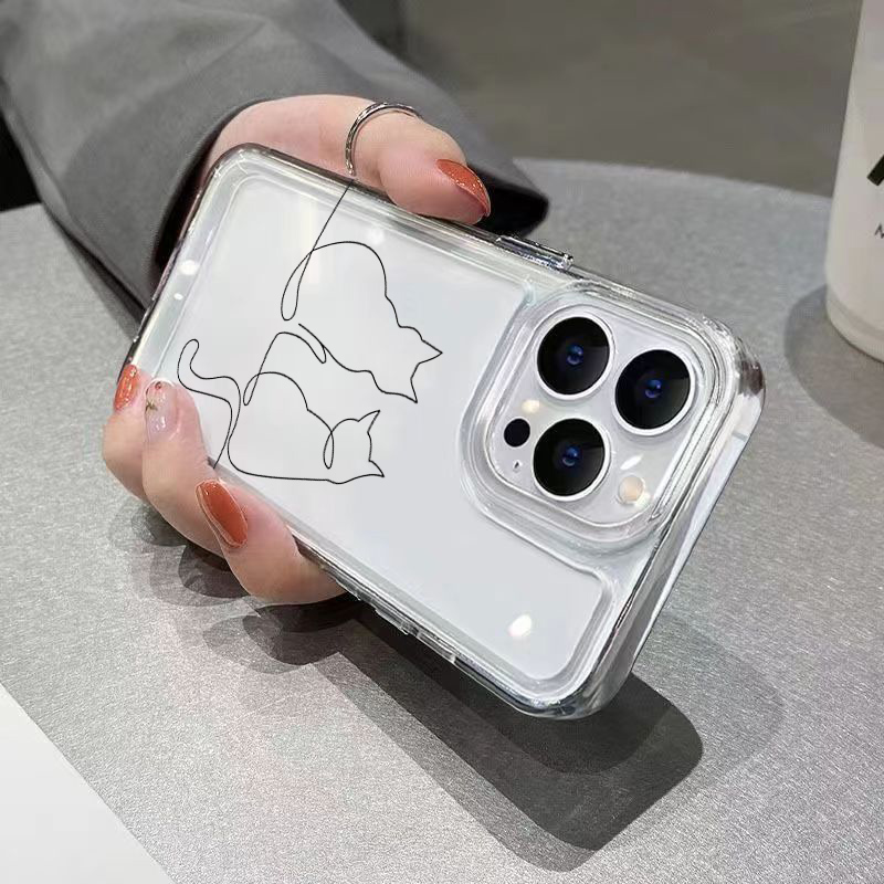 Cute Line Cat Anti-drop Phone  - огляд і ціна Phone Cases Cat