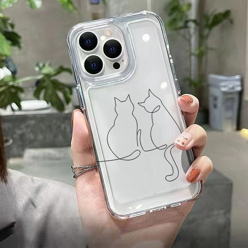 Cute Line Cat Anti-drop Phone  - огляд і ціна Phone Cases Cat
