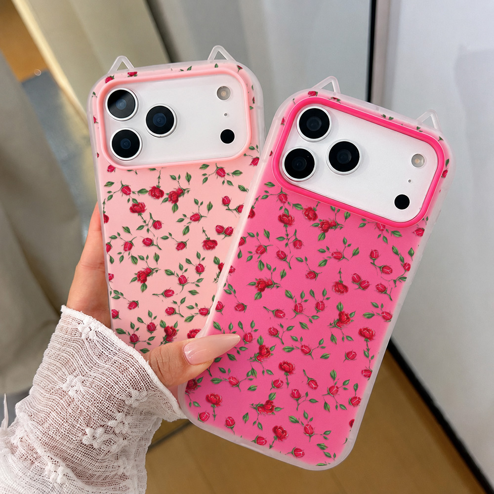 Red Rose Flower Cat Ear Phone  - огляд і ціна Phone Cases Cat