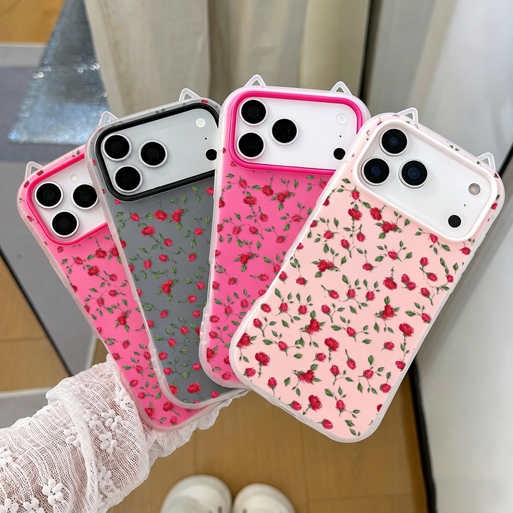 Red Rose Flower Cat Ear Phone  - огляд і ціна Phone Cases Cat