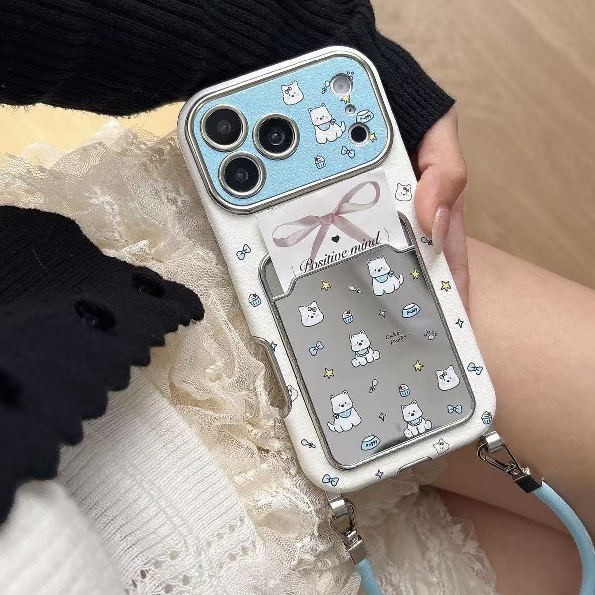 Cute Puppy Mirror Card Holder  - огляд і ціна Phone Cases With Card Holder