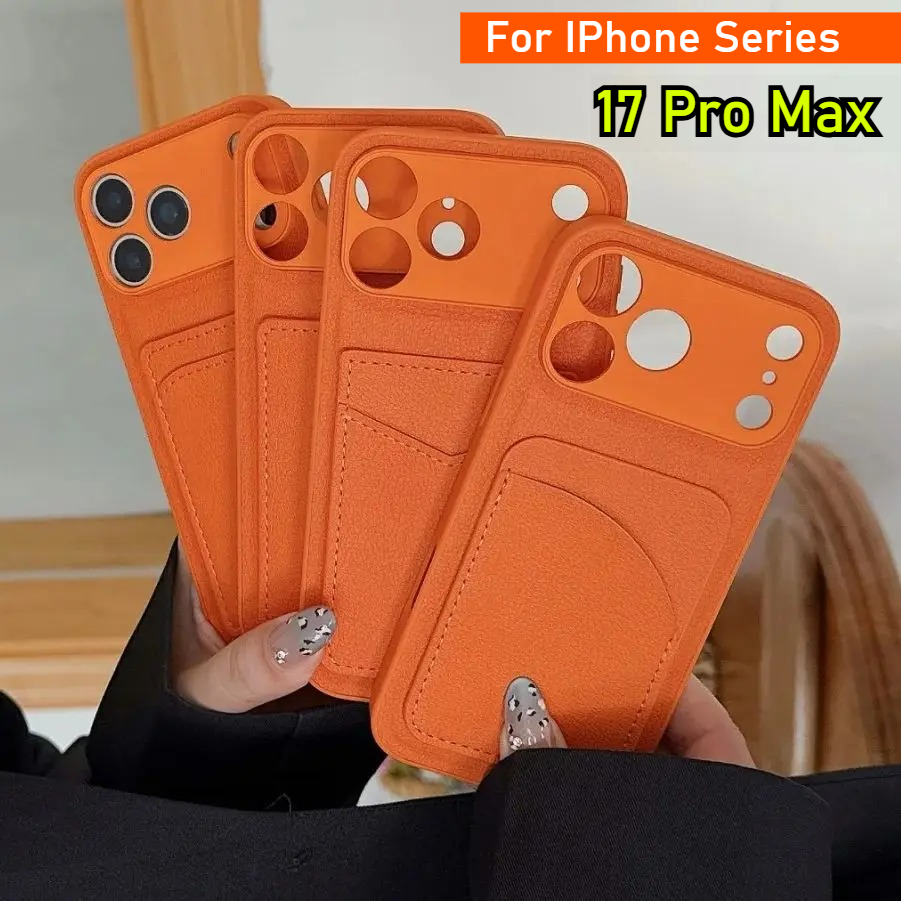 Leather Orange Color Card Hold - огляд і ціна Phone Cases With Card Holder