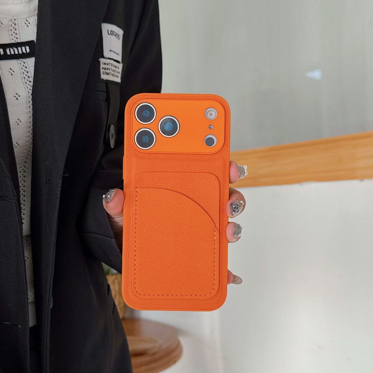 Leather Orange Color Card Hold - огляд і ціна Phone Cases With Card Holder
