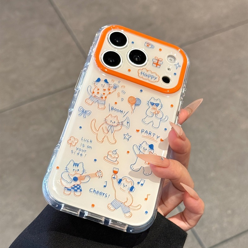 Cartoon Cute Line Cat Pattern  - огляд і ціна Cute Anime Case