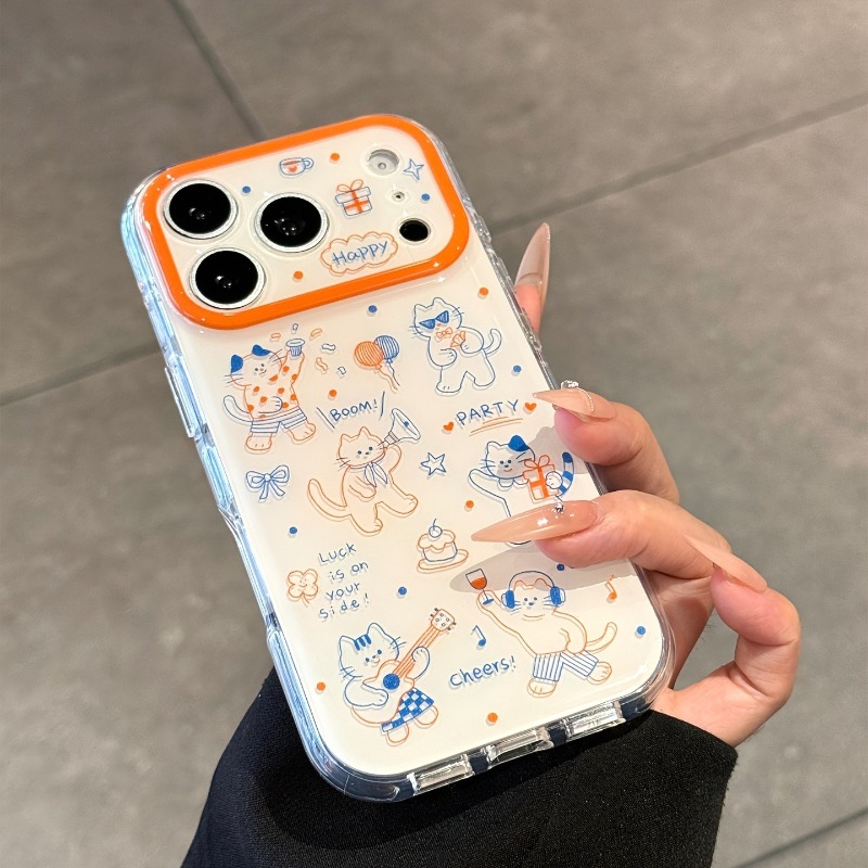 Cartoon Cute Line Cat Pattern  - огляд і ціна Cute Anime Case