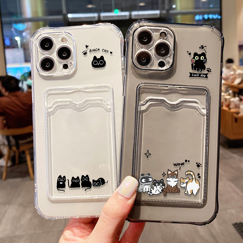Cute Black Cat Phone Case For  - огляд і ціна Phone Cases With Card Holder