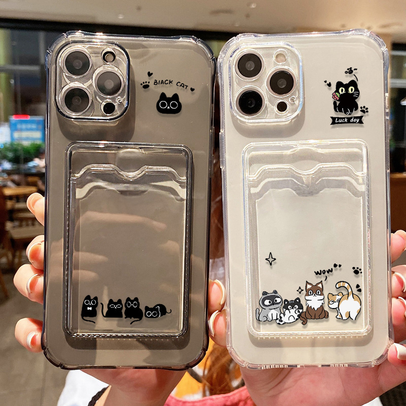 Cute Black Cat Phone Case For  - огляд і ціна Phone Cases With Card Holder
